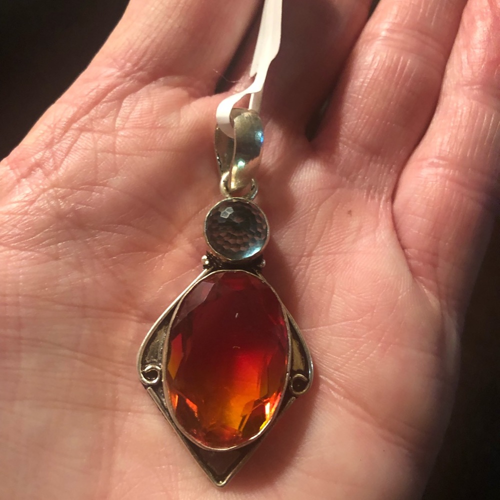 925 Sterling Silver Simulated Gemstone Pendant